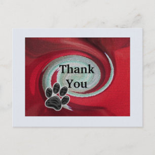 Vielen Dank Pet Sitter Red Swirl Tierpaw Print Postkarte