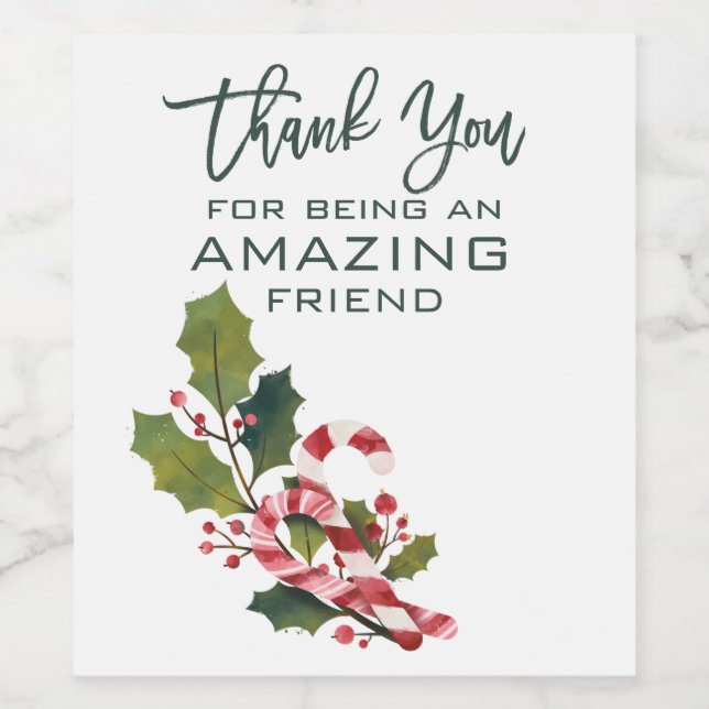 Vielen Dank, Phantastischer Freund zu Weihnachten Weinetikett (Einzelnes Label)