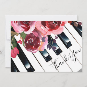 Vielen Dank Piano Aquarellblumen Dankeskarte