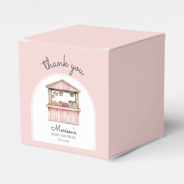 Vielen Dank Pink Bauern Market Baby Girl Dusche Geschenkschachtel (Vorderseite)