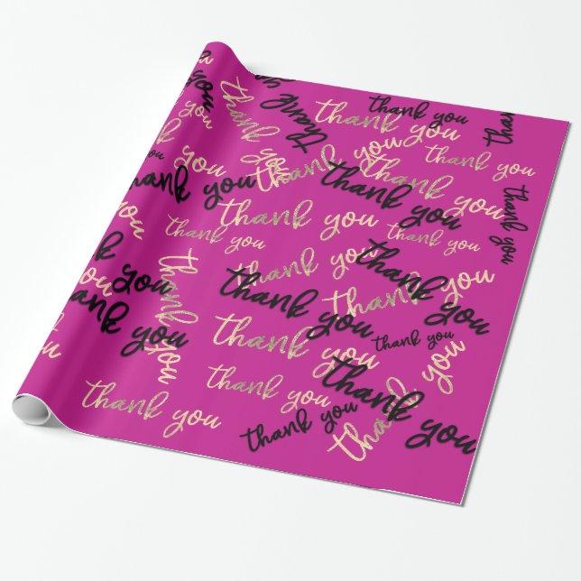 Vielen Dank Pink Berry Gold Caligraphy Script Gefa Geschenkpapier (Ungerollt)