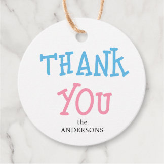 Vielen Dank Pink Blue Gender Reveal Party Geschenkanhänger