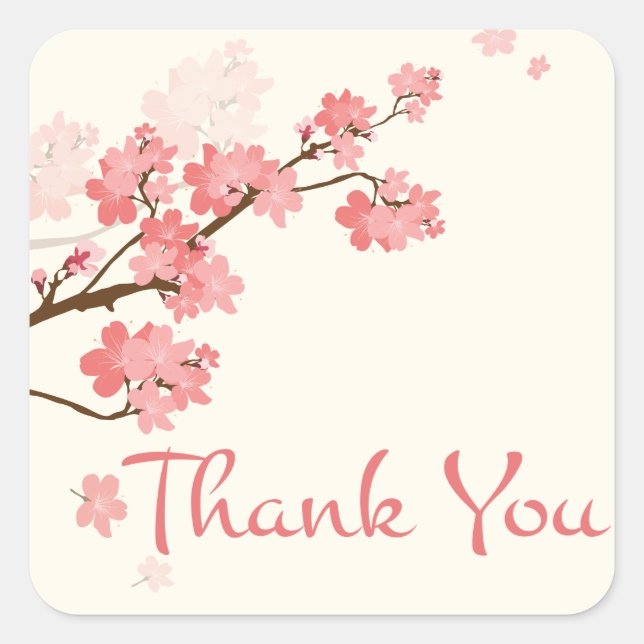 Vielen Dank Pink Cherry Blossom Floral Stickers (Vorderseite)