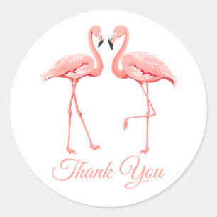 Vielen Dank Pink Flamingo Tropical Wedding Beach Runder Aufkleber