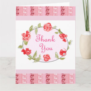 Vielen Dank, Pink Floral Decorative Art Dankeskarte