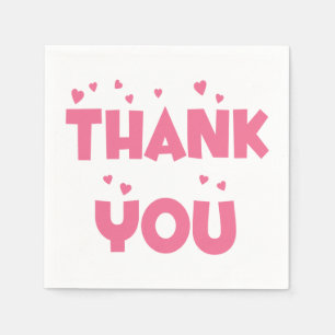 Vielen Dank Pink Hearts Party Napkins Serviette