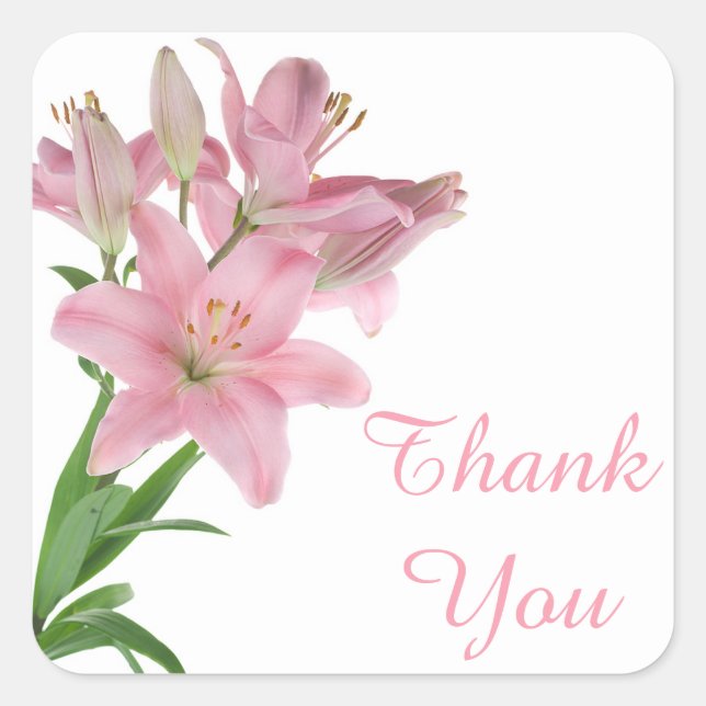 Vielen Dank, Pink Lily Floral Sticker / Siegel (Vorderseite)
