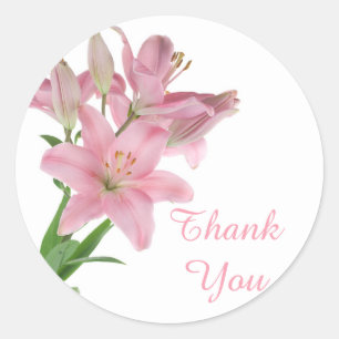 Vielen Dank, Pink Lily Floral Sticker / Siegel