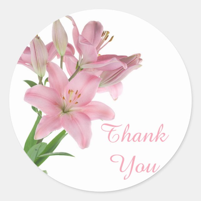 Vielen Dank, Pink Lily Floral Sticker / Siegel (Vorderseite)