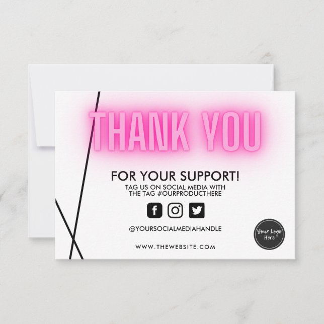 Vielen Dank Pink Neon Trendy Custom Media Insert (Vorderseite)
