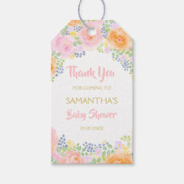 Vielen Dank Pink Roses Aquarell Floral Baby Dusche Geschenkanhänger