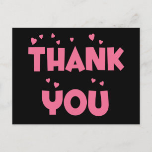Vielen Dank Pink und Black Heart Postcard Postkarte