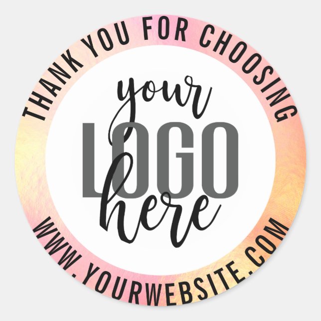 Vielen Dank Pink Yellow Holograph Foil Firmenlogo Runder Aufkleber (Vorderseite)