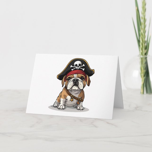 Vielen Dank, Pirate English Bulldog Skull Dankeskarte (Vorderseite)