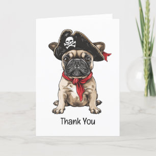 Vielen Dank, Pirate French Bulldog Skull Crossbone Dankeskarte