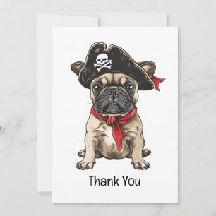 Vielen Dank, Pirate French Bulldog Skull Crossbone Dankeskarte