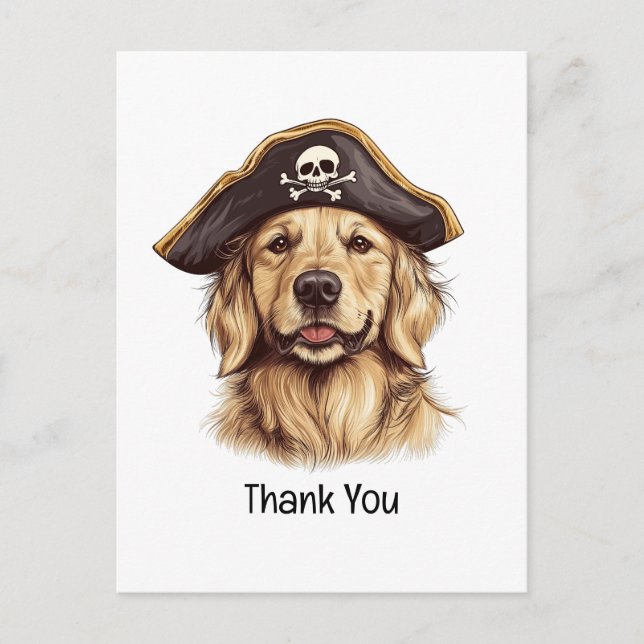 Vielen Dank Pirate Golden Retriever Dog Skull Postkarte (Vorderseite)