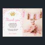 Vielen Dank, Princess Birthday Gold Pink Dankeskarte<br><div class="desc">Ich finde es toll,  dass Sie sich bei uns wie zu Hause fühlen! Kleines Prinzessthema mit Rosa und Gold,  Konfetti und Krone.</div>