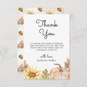 Vielen Dank Pumpkin Blume Autumn Baby Dusche Dankeskarte