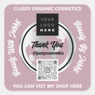 Vielen Dank QR Code Logo Gold MAP Globe Rose Quadratischer Aufkleber