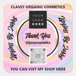 Vielen Dank QR-Code Logo Rainbow Glitzern Pink Quadratischer Aufkleber