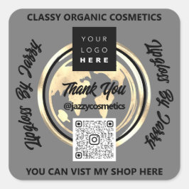 Vielen Dank QR Code Logo World Map Earth Grau Quadratischer Aufkleber