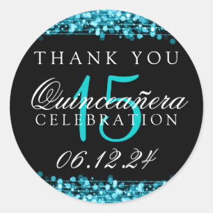 Vielen Dank Quinceanera Birthday Party Glitzern Tu Runder Aufkleber