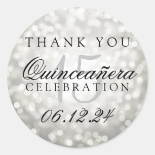Vielen Dank Quinceanera Geburtstag Silver Bokeh Li Runder Aufkleber