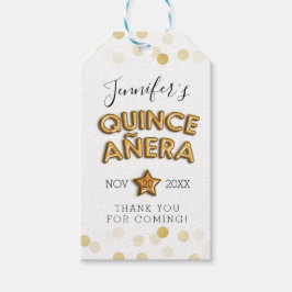 Vielen Dank Quinceañera Gold Geburtstagsballons Geschenkanhänger