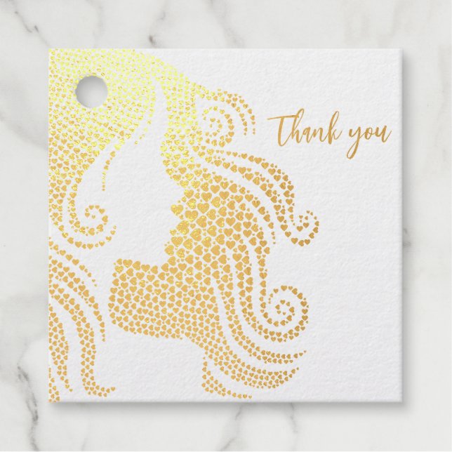 Vielen Dank Quinceañera Silhouette Gold Foil Herze Geschenkanhänger (Vorderseite)