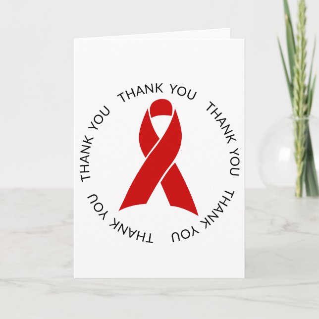 Vielen Dank Red Awareness Ribbon Karte (Vorderseite)