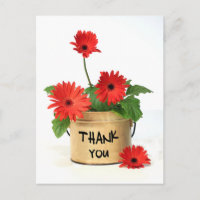 Vielen Dank Red Gerbera Daisy Blume Pot Post Card