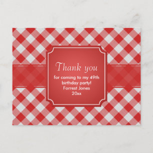 Vielen Dank Red Gingham Karos Pattern Geometric Postkarte