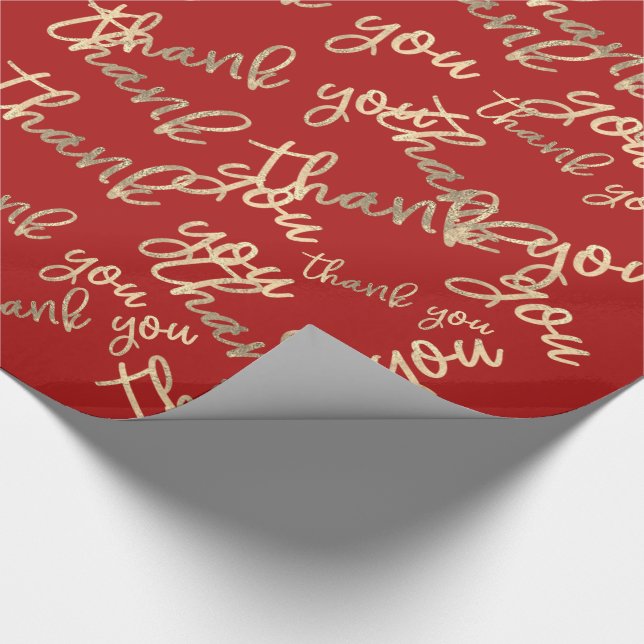 Vielen Dank Red Gold Wedding Birthday Shop Gefalle Geschenkpapier (Ecke)