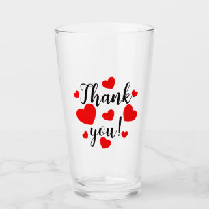 Vielen Dank Red Hearts Glass Cup Glas