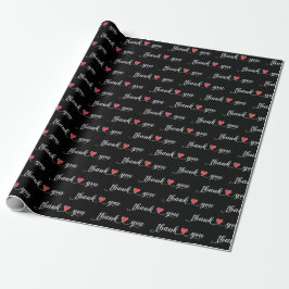 Vielen Dank, Red Hearts on Black Geschenkpapier