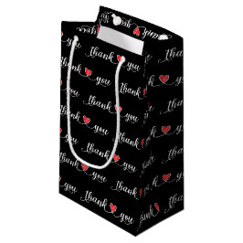 Vielen Dank, Red Hearts on Black Kleine Geschenktüte