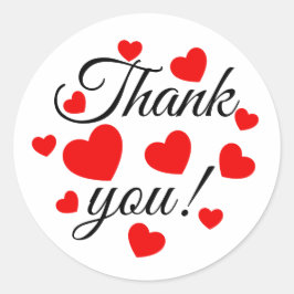 Vielen Dank Red Hearts Runder Aufkleber