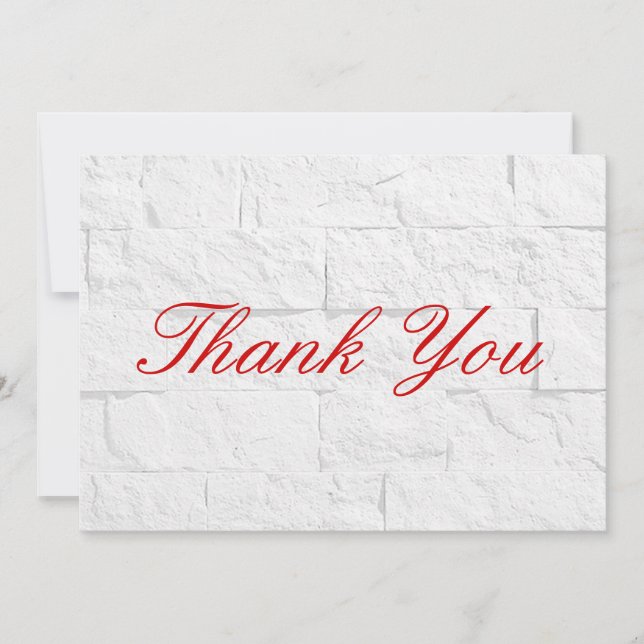 Vielen Dank, Red Script Gray Wall Brick Flat Card Dankeskarte (Vorderseite)