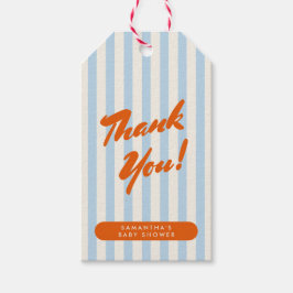 Vielen Dank Retro Orange Blue Stripes Baby Dusche Geschenkanhänger