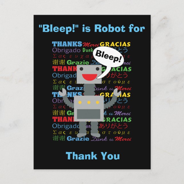 Vielen Dank Robot Funny Personalize Postkarte (Vorderseite)