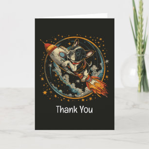 Vielen Dank Rocket Ship French Bulldog Astronaut Dankeskarte