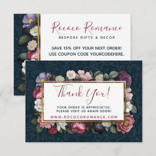 Vielen Dank, Rokoko Damask & Elegant Floral Card Einladung