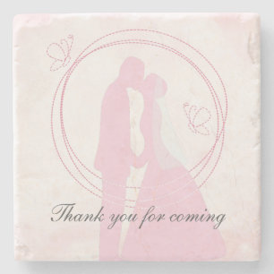Vielen Dank Romantic Dreamy Pink Wedding Couple Steinuntersetzer