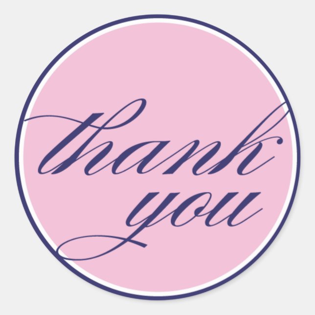 Vielen Dank, rosa Marineschild Runder Aufkleber (Vorderseite)