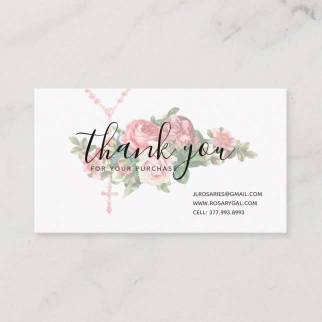 Vielen Dank Rosary Religious Rose Business Card Begleitkarte (Vorderseite)