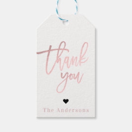 Vielen Dank Rose Gold Foil Moderne Script Hochzeit Geschenkanhänger
