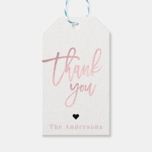Vielen Dank Rose Gold Foil Moderne Script Hochzeit Geschenkanhänger