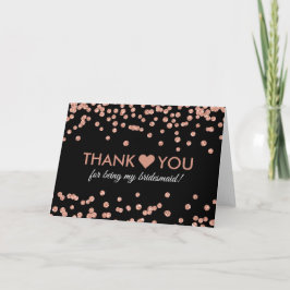 Vielen Dank Rose Gold Glitzer Confetti Black Dankeskarte