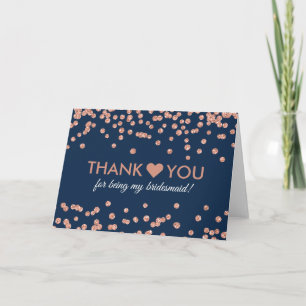 Vielen Dank Rose Gold Glitzer Confetti Navy Blue Dankeskarte